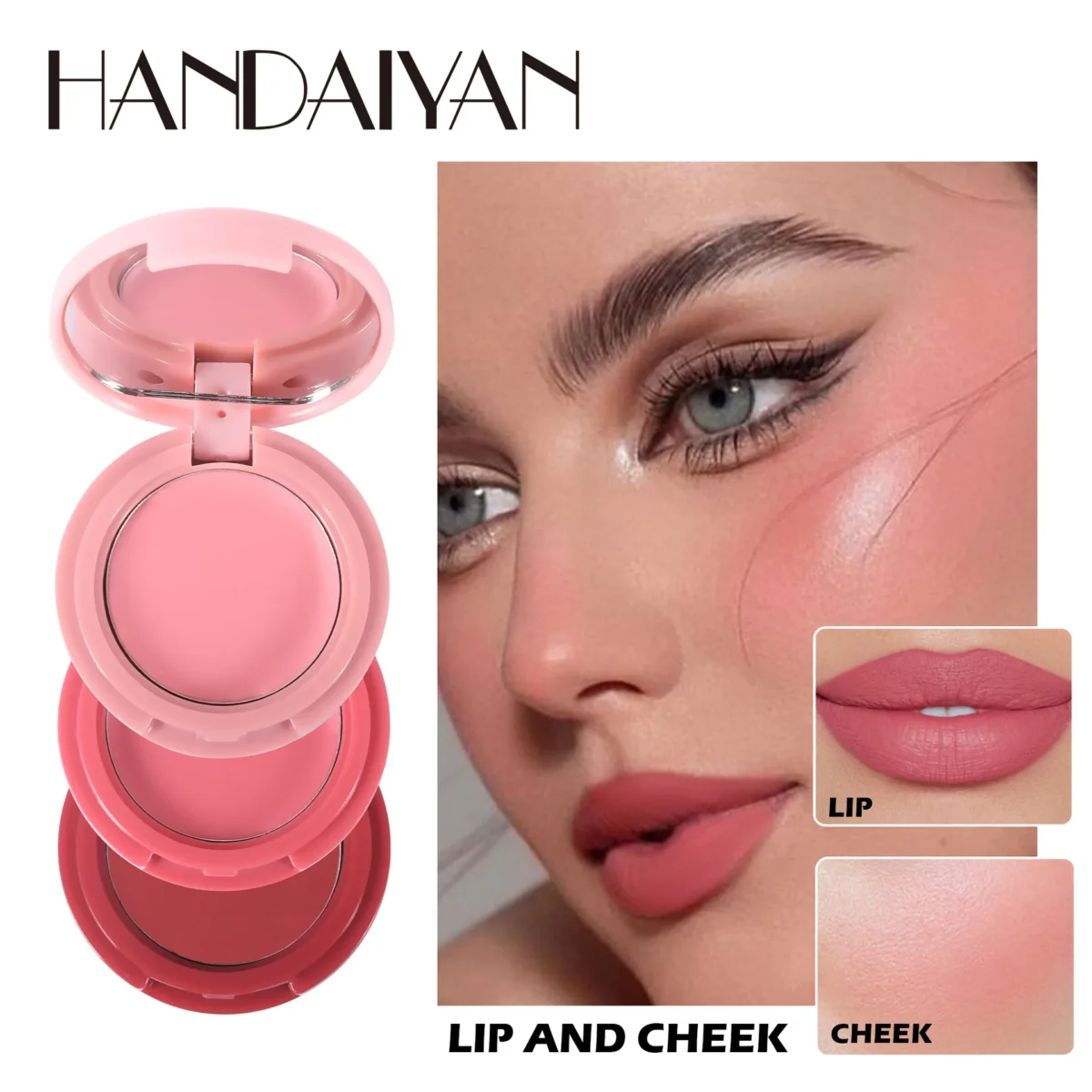 Tinted Blush Stick Face Pink Cream Cheek Blusher Cosmetics 3 in 1 Makeup Tubes Used on Lips Eyes Cheeks - Зображення 2