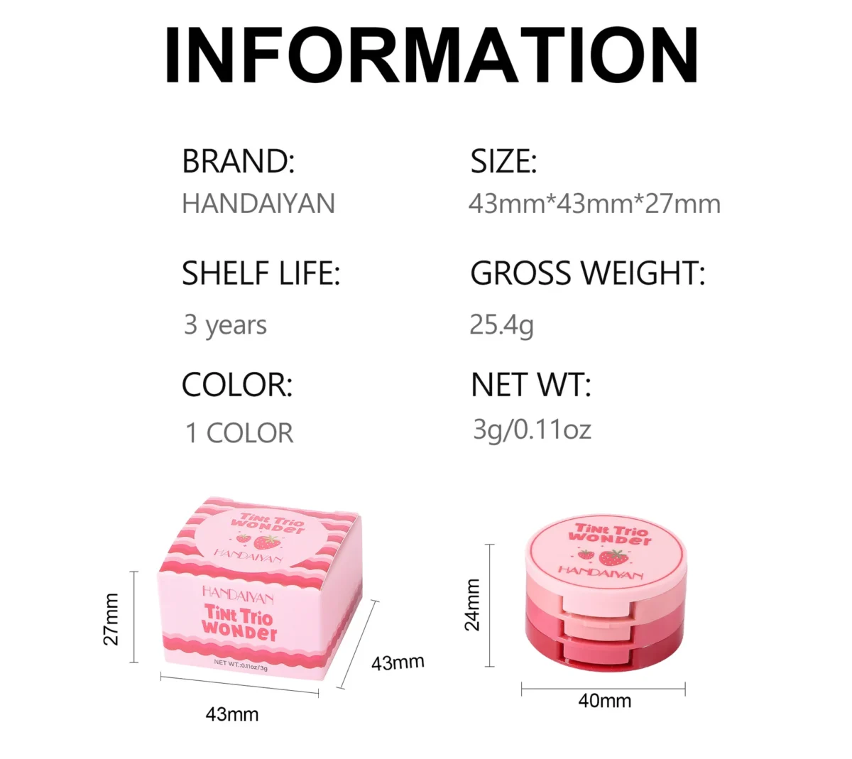 Tinted Blush Stick Face Pink Cream Cheek Blusher Cosmetics 3 in 1 Makeup Tubes Used on Lips Eyes Cheeks - Зображення 6