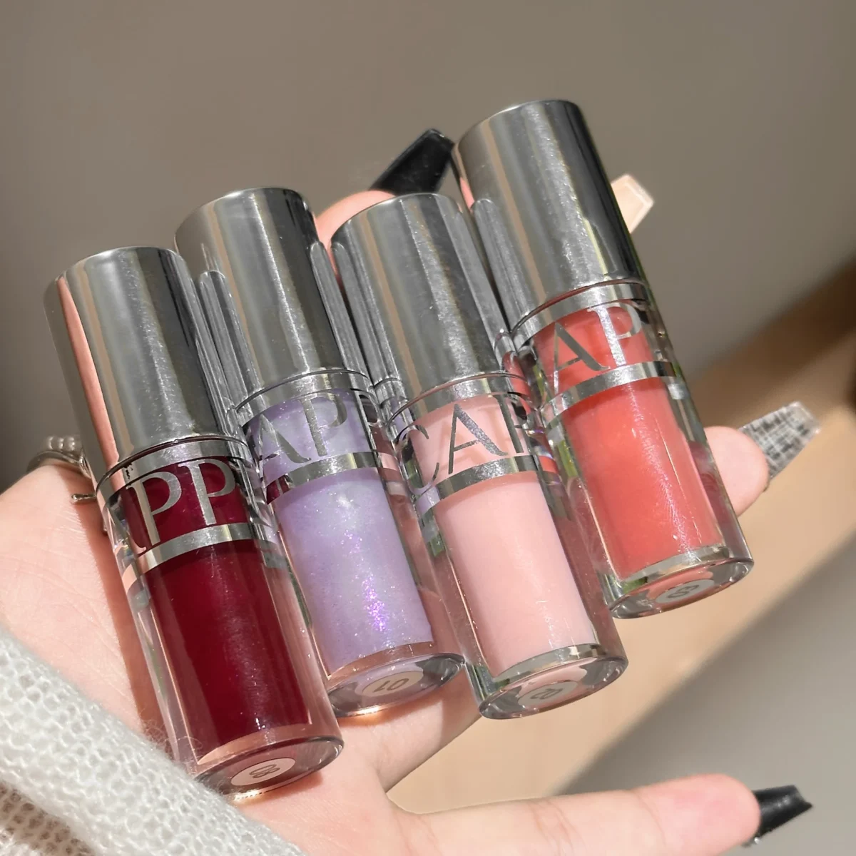 Peach Pink Moisturizing Lip Gloss with Fine Shimmer Long-Lasting Non-Stick Jelly Lip Plumping Korean Makeup Style - Зображення 5