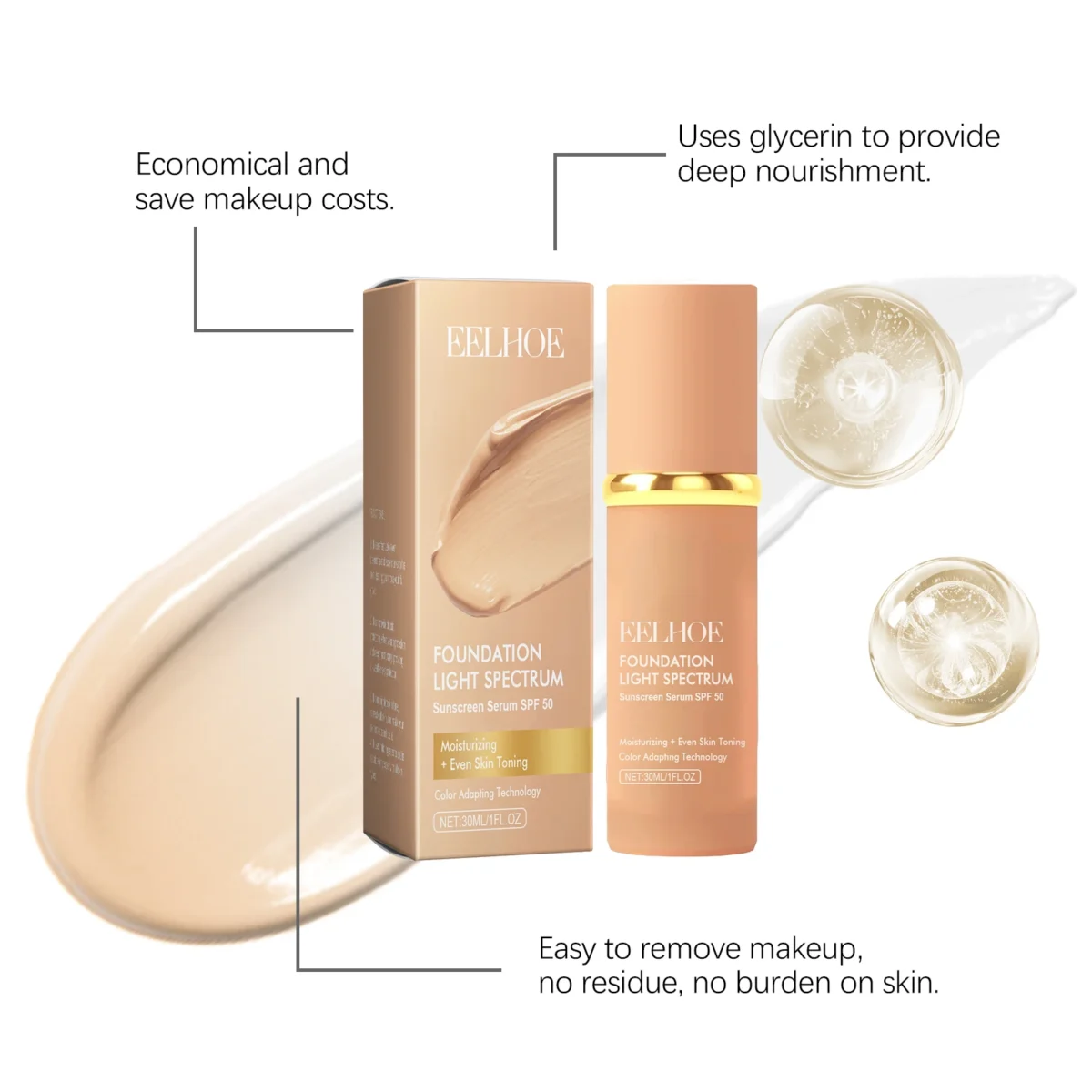 Color Changing Foundation Liquid з SPF 50 - Ідеальний вибір для вашої шкіри - Зображення 4