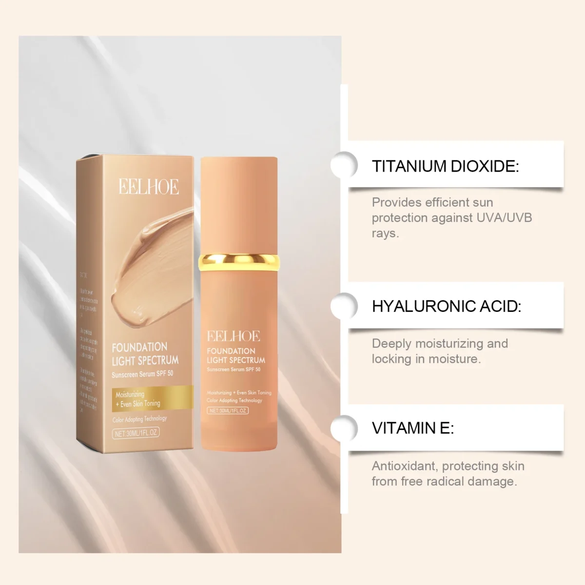 Color Changing Foundation Liquid з SPF 50 - Ідеальний вибір для вашої шкіри - Зображення 3